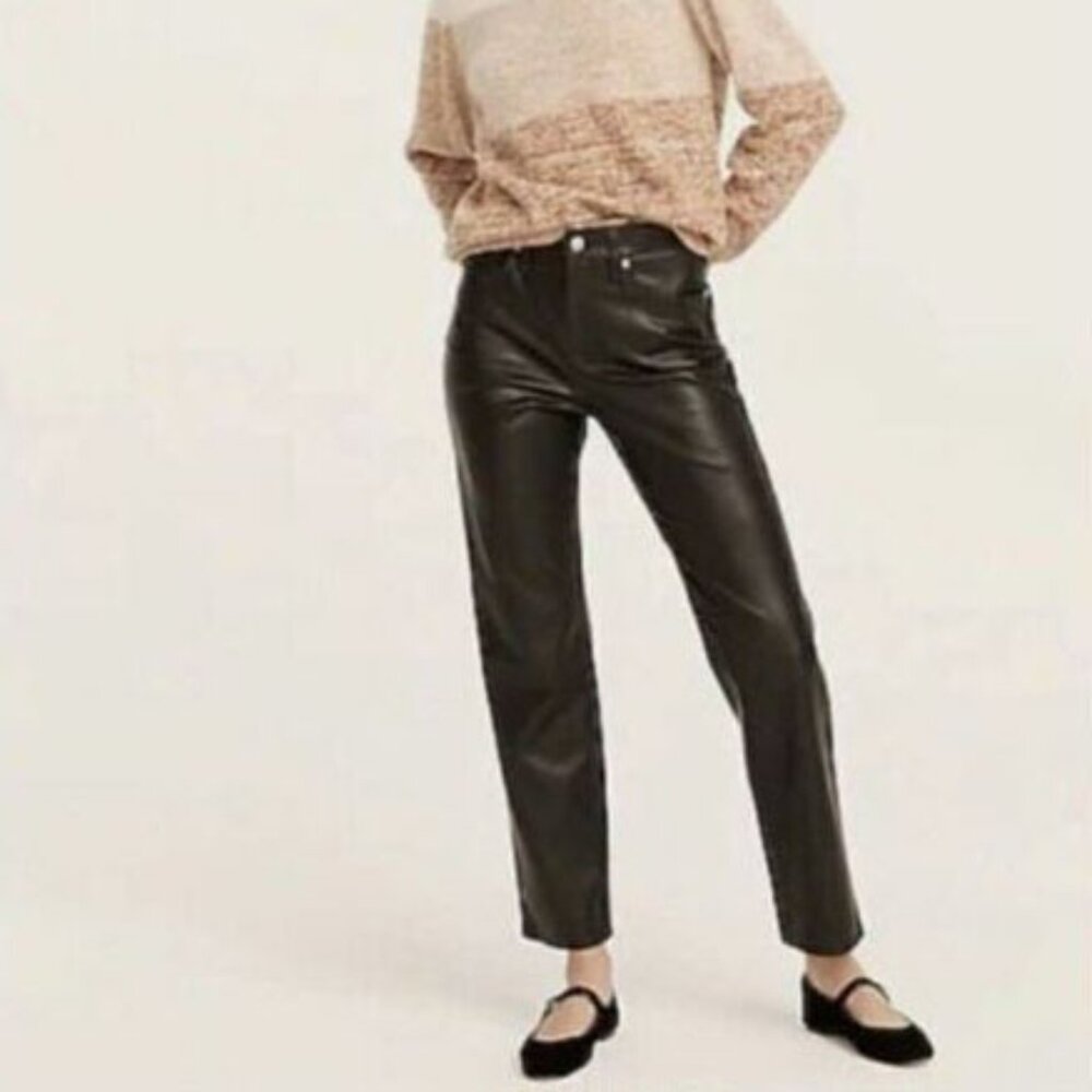 NWT J.Crew high-rise '90s classic straight vegan leather in Black - Size 31
